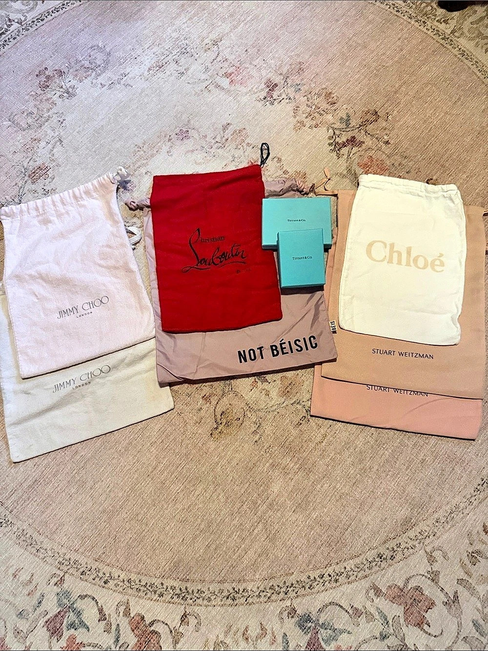 Dust bag/box: Christian Louboutin Chloe Jimmy Choo Tiffany BEIS Stuart Weitzman